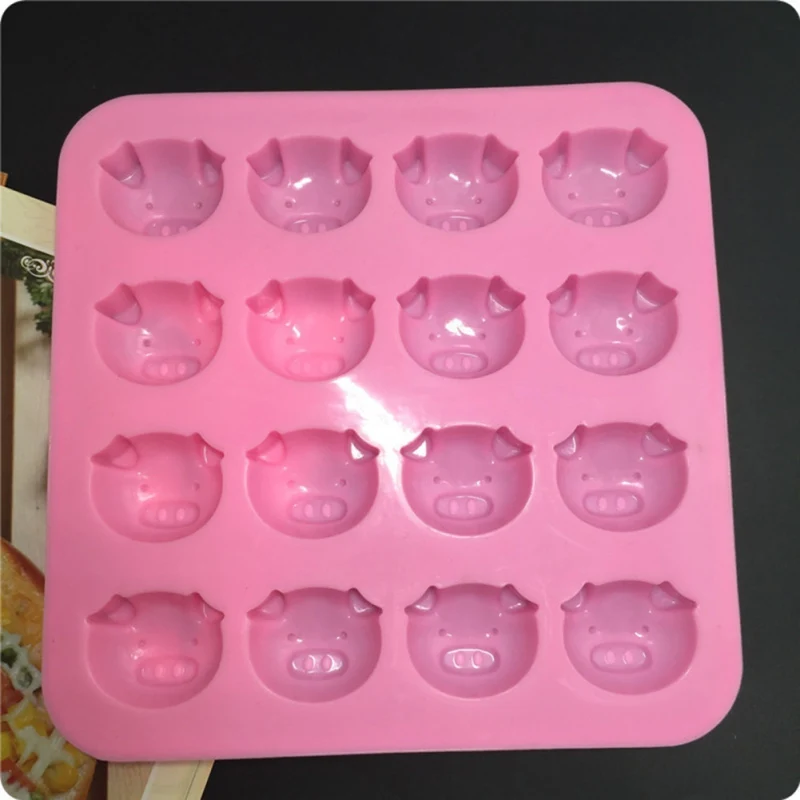 16 Holes Pig Shape Chocolate Mold Lovely Cake Decoration Silicone Jelly Candy Ic