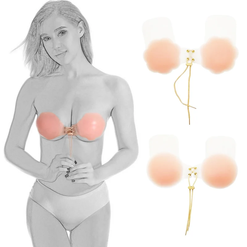

Bandage Push Up Sexy Strapless Silicone Bra Self Adhesive Invisible Bra Bralette Party Dress Sticky Fly Bra Nipple Cover Sticker