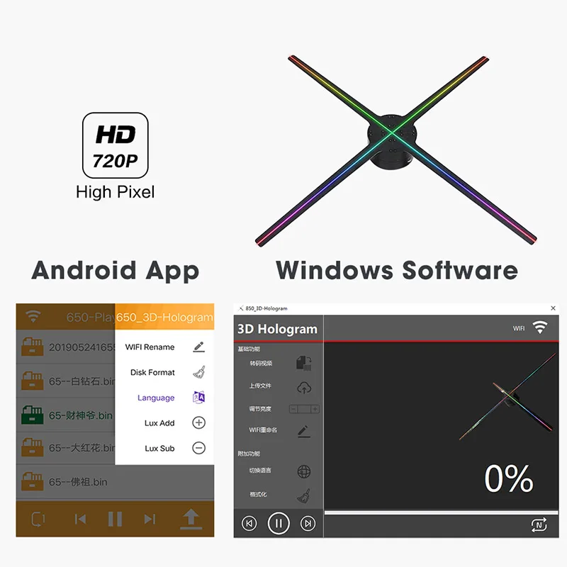 Новое поступление хорошего качества четыре лезвия 65 см 3d Голограмма светодиодный вентилятор дисплей 3d голографический рекламный проектор