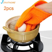 Joyathome 2pcs/Set Heat Resistant Silicone Kitchen Gloves Oven Glove Cooking BBQ Grill Glove Oven Mitt Baking Glove Kitchen Tool lovely heat resistant kitchen silicon glove for oven yellow
