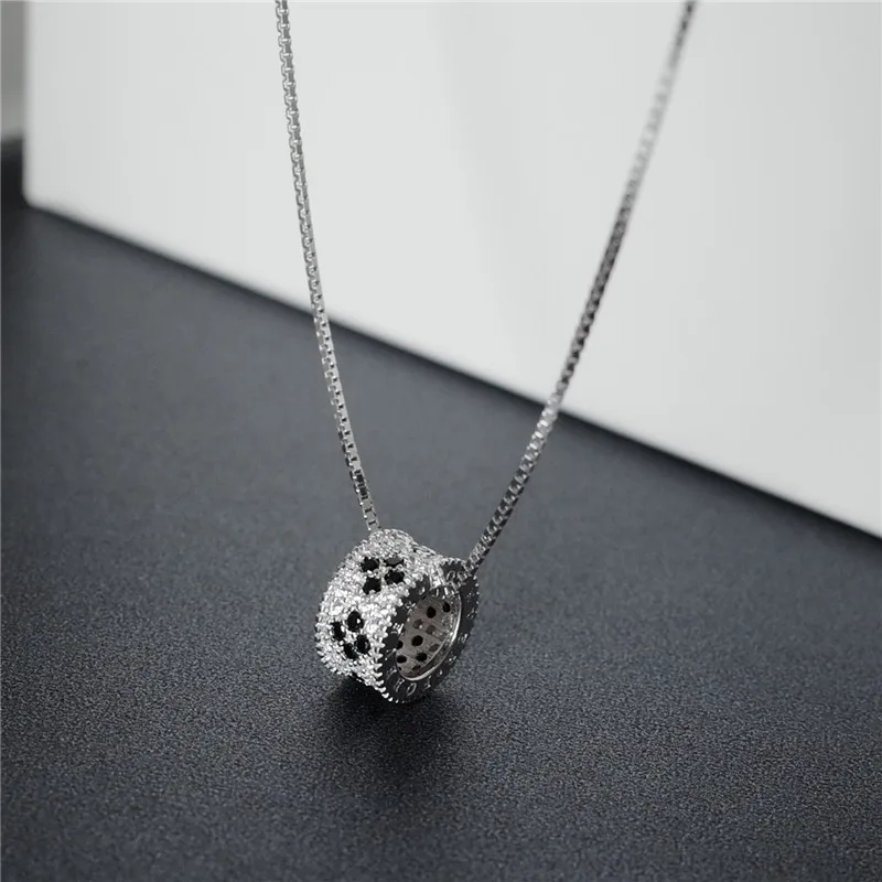 full cz circle Clover woman necklace 100% 925 Sterling silver nacklace Jewellery Clavicle chain pendant charms gift