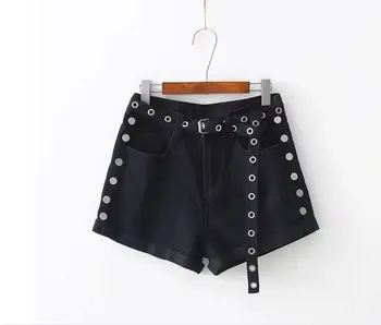 

HCBLESS Blue Burr hole Denim Shorts For Women 2018 Summer New Brand Trendy Slim Casual Plus Size Womens High Waist Shorts