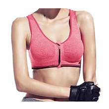 Для женщин молния Спортивные Бюстгальтеры без косточек Йога Бюстгальтеры майка молния виброустойчивый высокой интенсивности Push Up