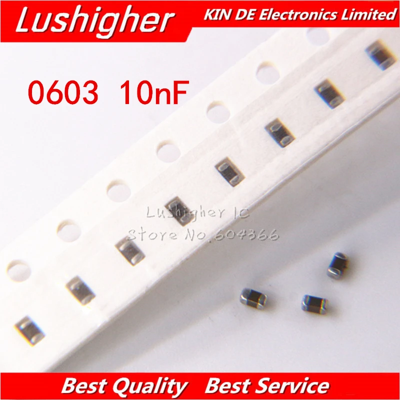 100pcs 0603 10nf 103K 50V X7R 10 SMD ceramic capacitor MLCC Free