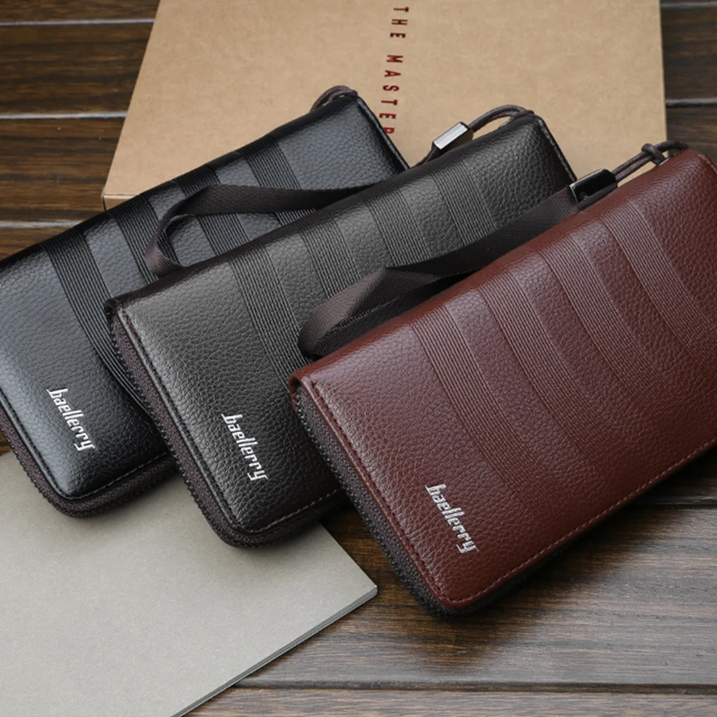 

Wallets Male Leather Men Wallet Clutch Male Zipper Coin Long Purse Men Business Card Holder Vintage Large Wallet Male Clutch