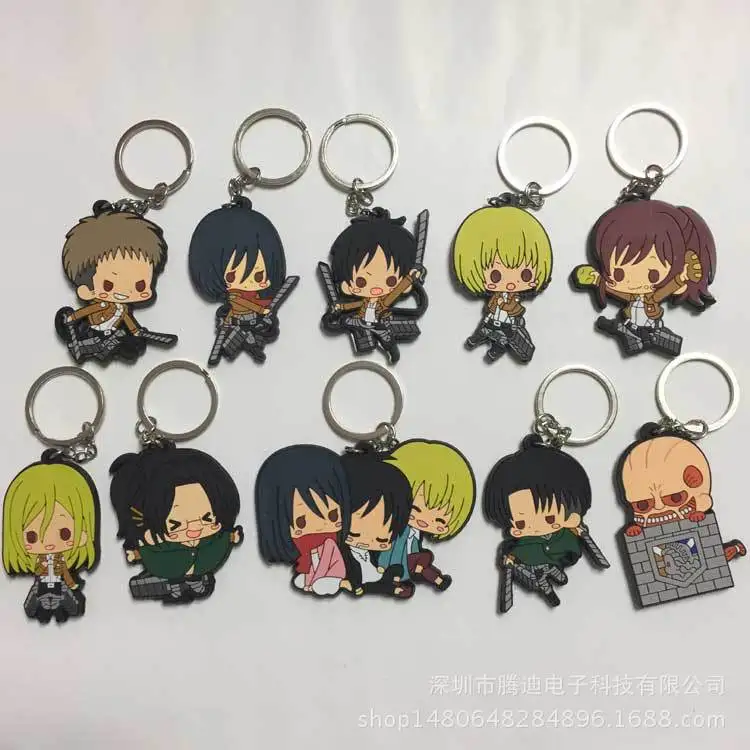 Attack on Titan Wings of Liberty Аниме ПВХ брелок Rivaille Levi Eren Jager Armin Arlert смешной кулон ювелирные изделия Llaveros подарки