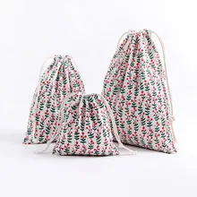 YILE 1 шт., ручная работа, хлопок, лен, на шнурке, вечерние, Подарочная сумка, многоцелевой мешочек, с принтом растений, цветов 8129j