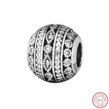 Сверкающие формы бусины особенности кружева-lick шаблон для женщин ювелирных изделий DIY Fit PANDORA Подвески Серебро 925 FL605