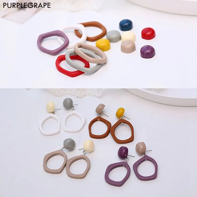 

PURPLEGRAPE Resin Geometry DIY Earrings Jewelry Accessories Pendant Irregular Semicircle Set 10pcs