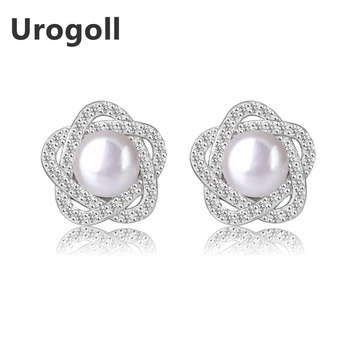 

Brand New 100% Real Genuine 925 Sterling Earrings Jewelry Solid 925 Silver Pearl Stud Earrings For Women Fine Jewelry Gifts