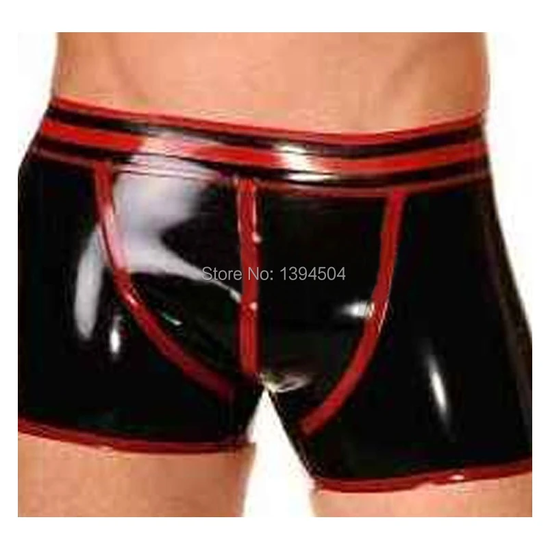 

2017 New Fetish Hot Sexy Lingerie Cekc Hot Costumes Babydoll Handmade Latex Pants Men Underwear Spliced Shorts