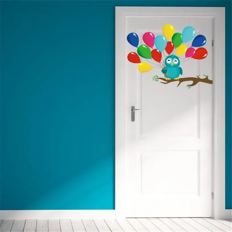 

1PC Cartoon Twig Owl Balloon Wall Sticker For Kindergarten Children's Room Door Decoration Mural Home Decor kid Girls Gift