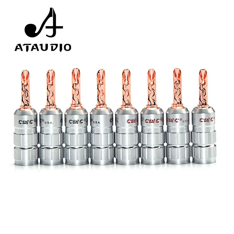 8 шт. ATAUDIO Hifi смс Красный медный Банановый штекер Hi end банановый разъем без пайки