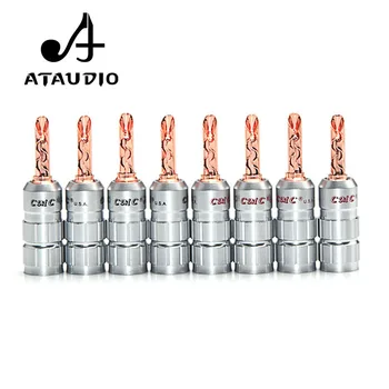 

8pc ATAUDIO Hifi CMC Red Copper Banana Plug Hi-end Banana Jack No soldering for Speaker Cable