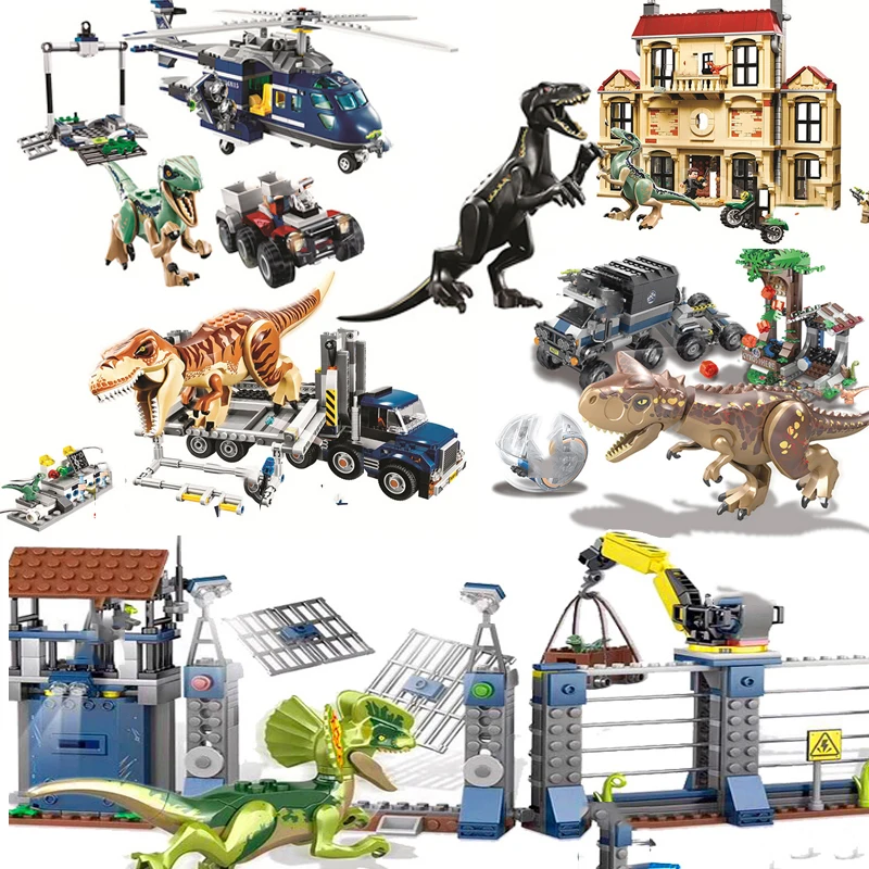 Динозавры игрушки T Rex мир Юрского периода 2 комплекта блоки Строительные