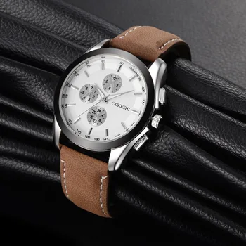 

2017 Mens Watches OUKESHI Brand Luxury Casual Military Quartz Sports Wristwatch Leather Strap Male Clock watch relogio masculino