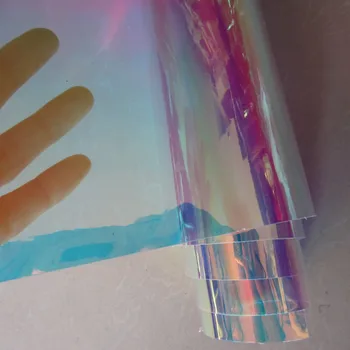 

5yards Transparent PVC Iridescent magic mirror Multicolor Changing colour PVC vinyl holographic CN204