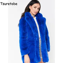 Tsuretobe зимний теплый длинный кардиган верхняя одежда для женщин модные элегантные повседневное Мех животных пальто женский однотонн
