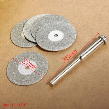 

5 PCS 22mm Emery Diamond cutting blades Drill Bit+1 Mandrel for Dremel Set