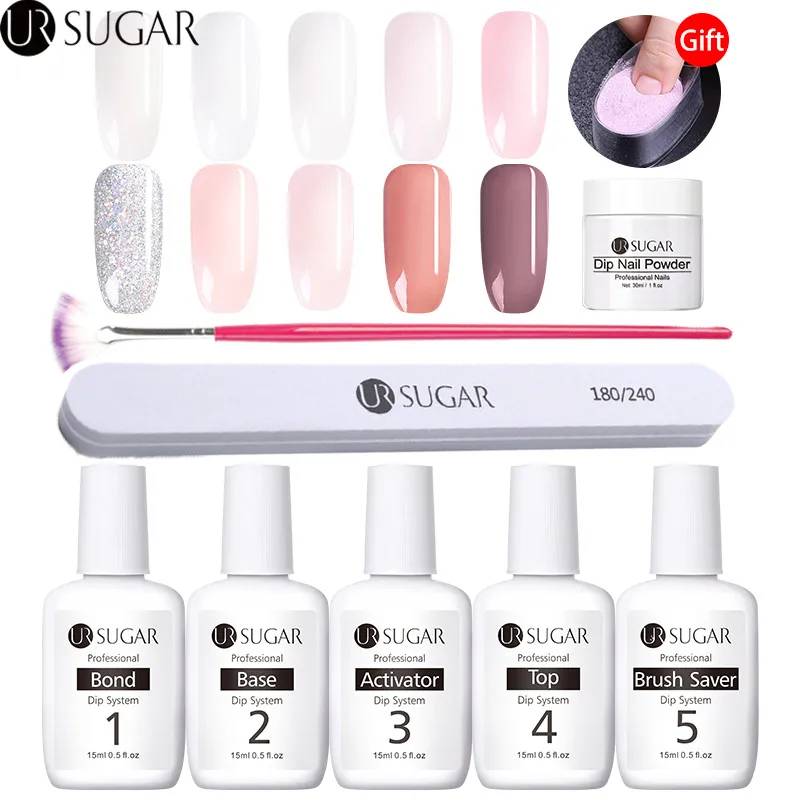 Nuestro sistema de inmersión de azúcar en polvo de uñas conjunto de Color Natural holográfico brillo seco sin lámpara cura la decoración de las uñas francesas Nuestro sistema de inmersión de azúcar en polvo de uñas conjunto de Color Natural holográfico brillo seco sin lámpara cura la decoración de las uñas francesas