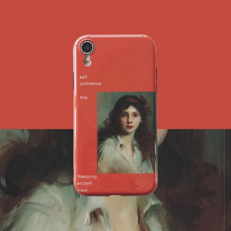 

Nordic Oil Painting girl Phone Case for iPhone XS MAX XR Capa Soft Silicone TPU Back Cover for iPhone X 8 7 6S 6 Plus Coque