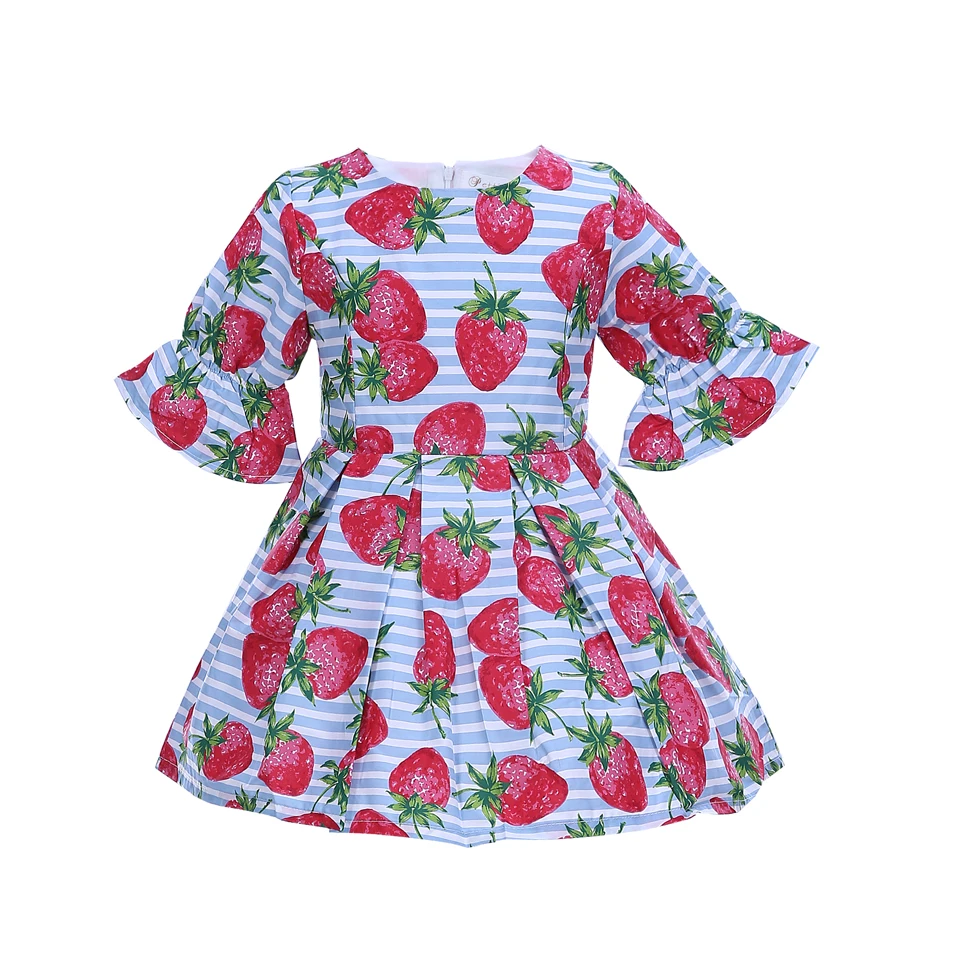 

Pettigirl Sweet Strawberry Printed Kids Dress For Girls Autumn Baby Girls Princess Dresses Casual Kids Costumes GD80626-6