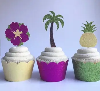 

glitter Tropical palm Aloha wedding cupcake toppers baby shower Anniversary doughnut toothpicks birthday party Appetizer Picks