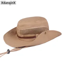 XdanqinX Новая мужская пляжная шляпа с защитой от ультрафиолета кепки с большим козырьком дышащие бейсболки с сетчатыми вставками ветровая веревка фиксированная солнцезащитная Кепка для мужчин