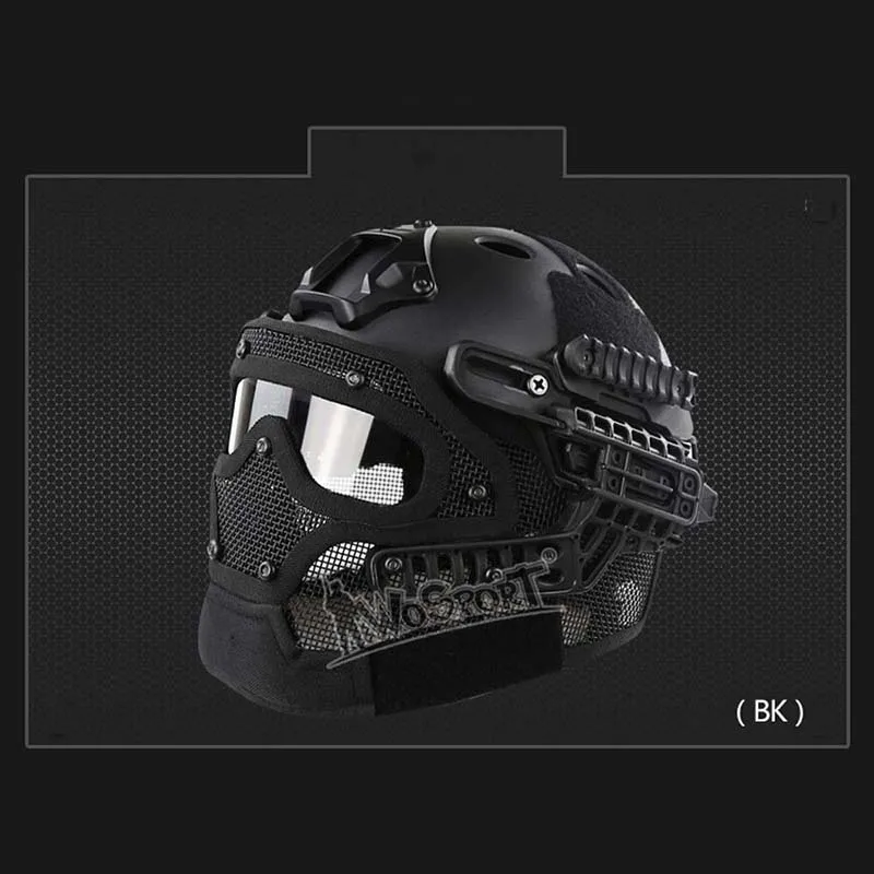 Военный Тактический шлем покрывает открытый Пейнтбол Быстрый Шлем полная маска Защита головы унисекс для спорта на открытом воздухе - Цвет: Pure BK