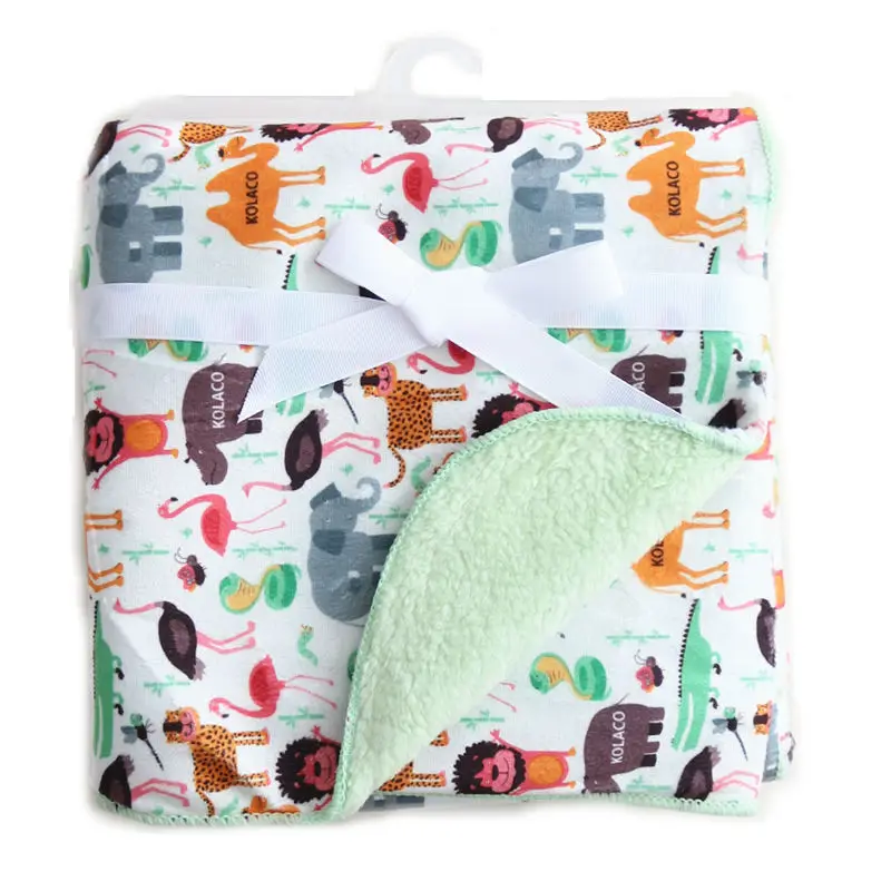 Baby Blanket Coral Fleece Cartoon Double Layer Receiving Swaddle Envelope Stroller Wrap For Bebe Bedding Blankets Set 4