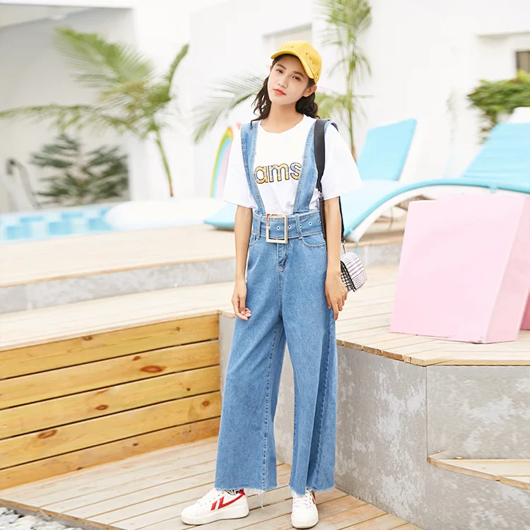 

Fashion Rompers Womens Jumpsuit 2018 Loose Denim Overalls Women Full Length One Piece Outfit