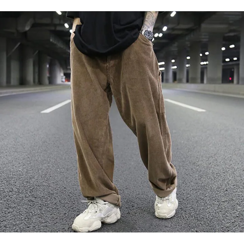

Men's Corduroy Long Trousers Retro Fashion Straight Trouser Plus Size Rap Hip Hop Pants Men Casual Men Bottoms