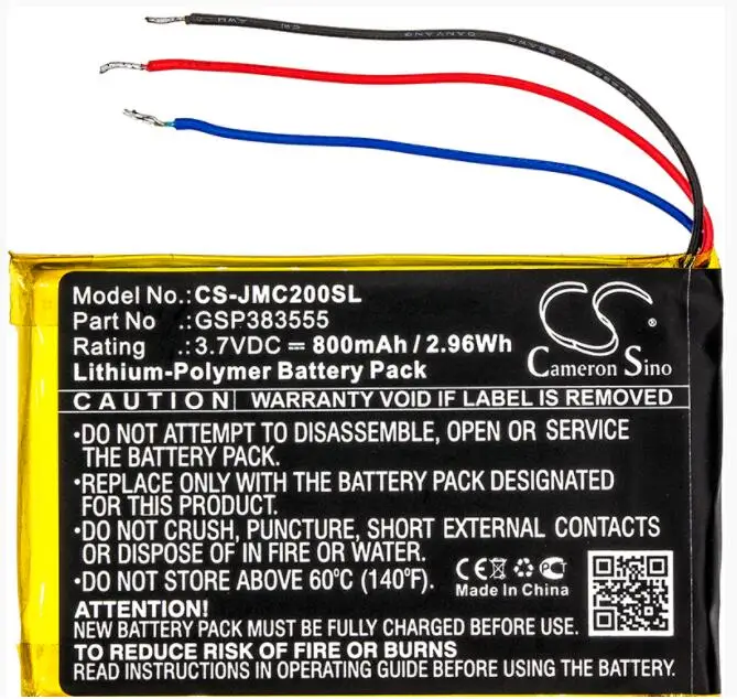 

Cameron Sino 800mAh battery for JBL Clip 2 Clip 2 AN CLIP2BLKAM CS056US P04405201 GSP383555 Speaker Battery