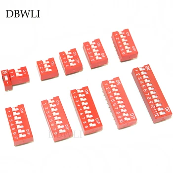 

10pcs/lots Direct dial code switch DIP switch DP-1P/2P/3P/4P/5P/6P/7P/8P/9P/10P/12P 2.54MM DS pitch Side