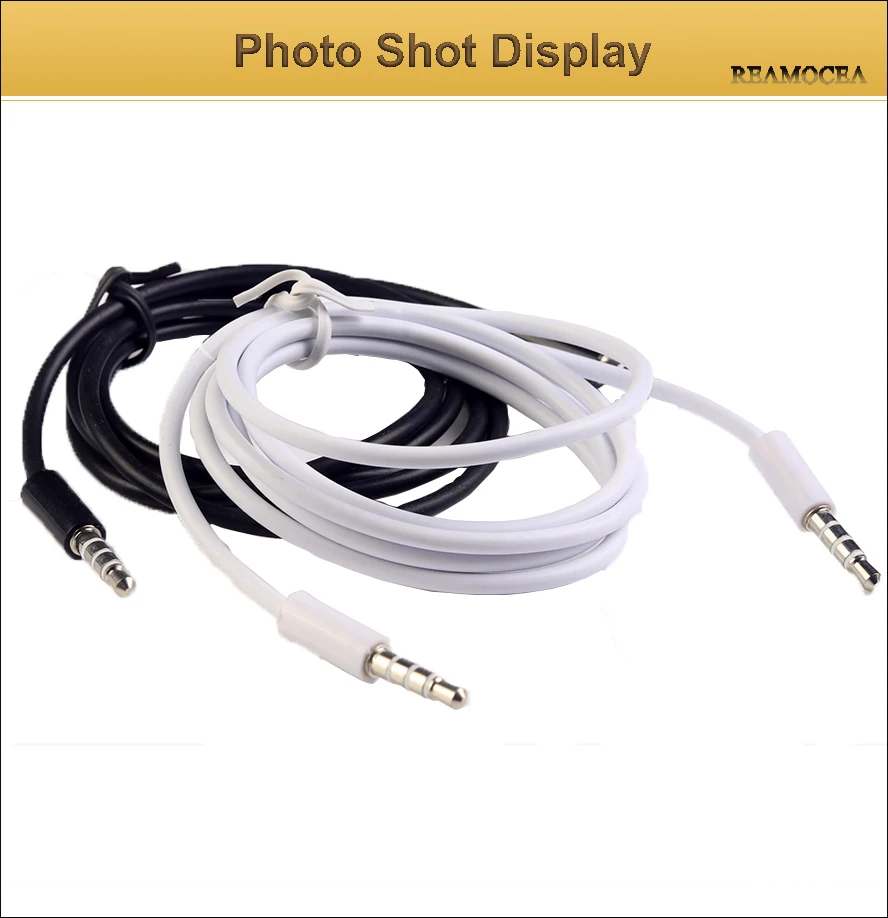 Reamocea 3.5 mm 4 Pole Jack to 3.5mm Male Car Audio AUX Cable Cord Extended Auxiliary Cable Headphone Auxiliary Wire Core 1M (8)