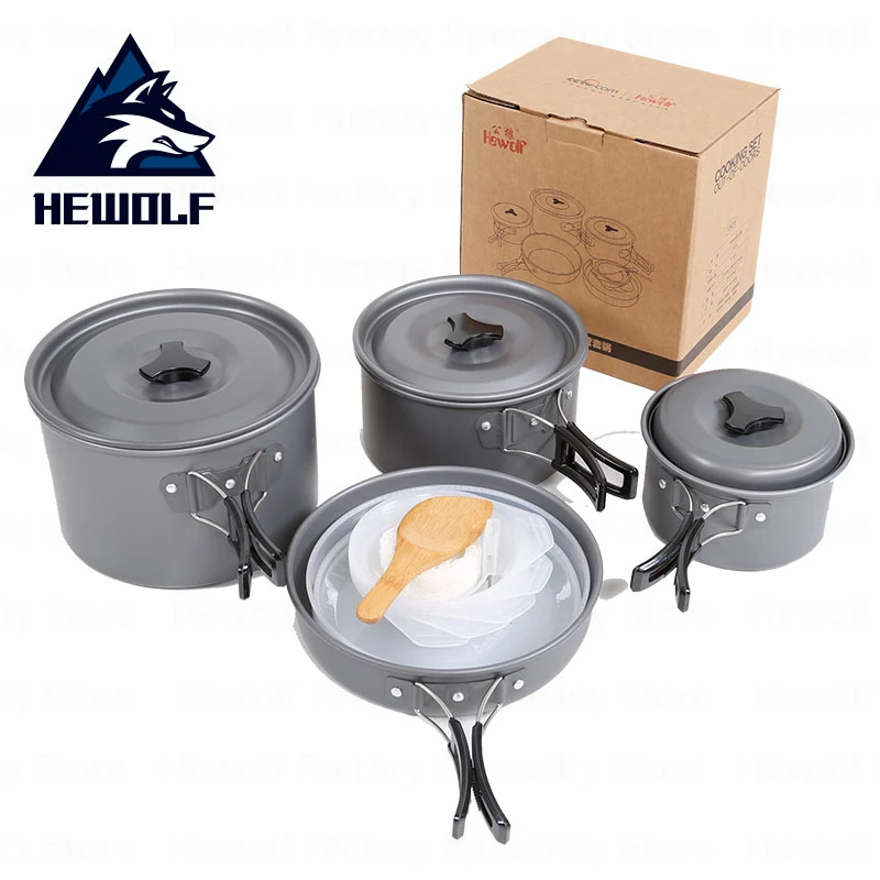 

Hewolf Outdoor Camping Multipurpose Cookware 4-5 Persons Cookware Tableware Set Of Foldable Portable Travel Picnic Cooking Tool