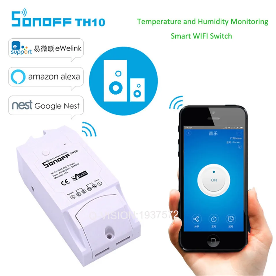 sonoff th 10A WiFi Smart удаленного коммутатора Управление Лер Температура влажность мониторинга Сенсор Smart Управление Функция времени