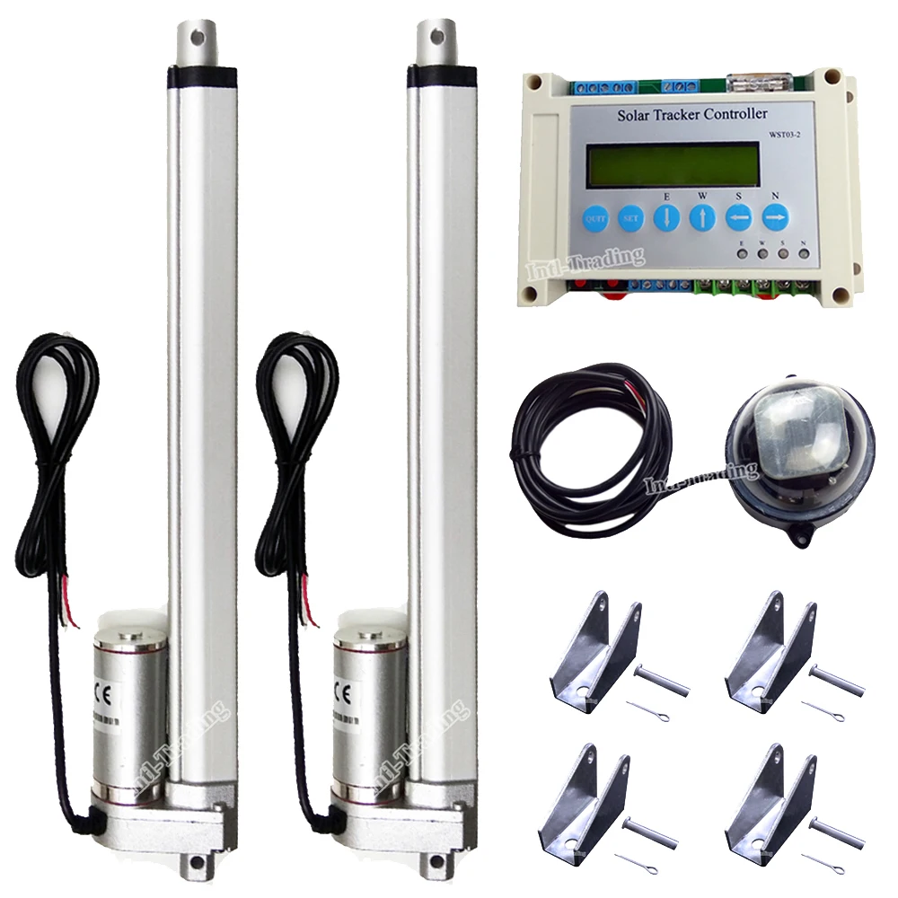 

LCD Dual Axis Solar Panel Tracking Tracker Kits W/ 12" Linear Actuator 330lbs DC Motor W/ Controller W/ Light Sensor W/ Brackets