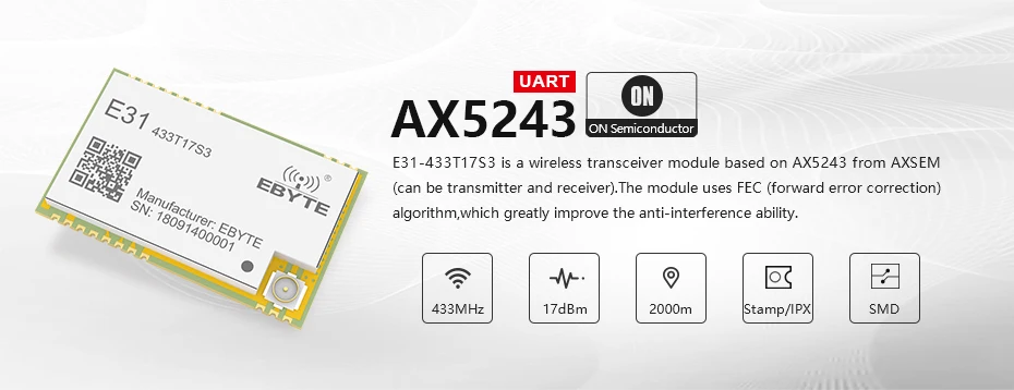 E31-433T17S3 AX5243 433MHz IoT Transceiver (10)