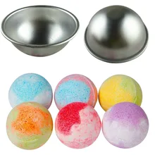 6 pçs mini bomba de banho sal bola molde liga alumínio diy spa ferramenta acessórios 3d esfera forma artesanato presentes semicírculo molde