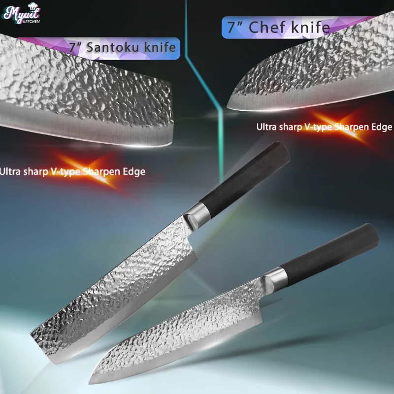 Кухня Ножи 7 дюймов шеф-повара ножи японский нож Santoku Ножи нож для Разделки мяса 50Cr15 420 с высоким содержанием углерода Нержавеющая сталь дропшиппинг