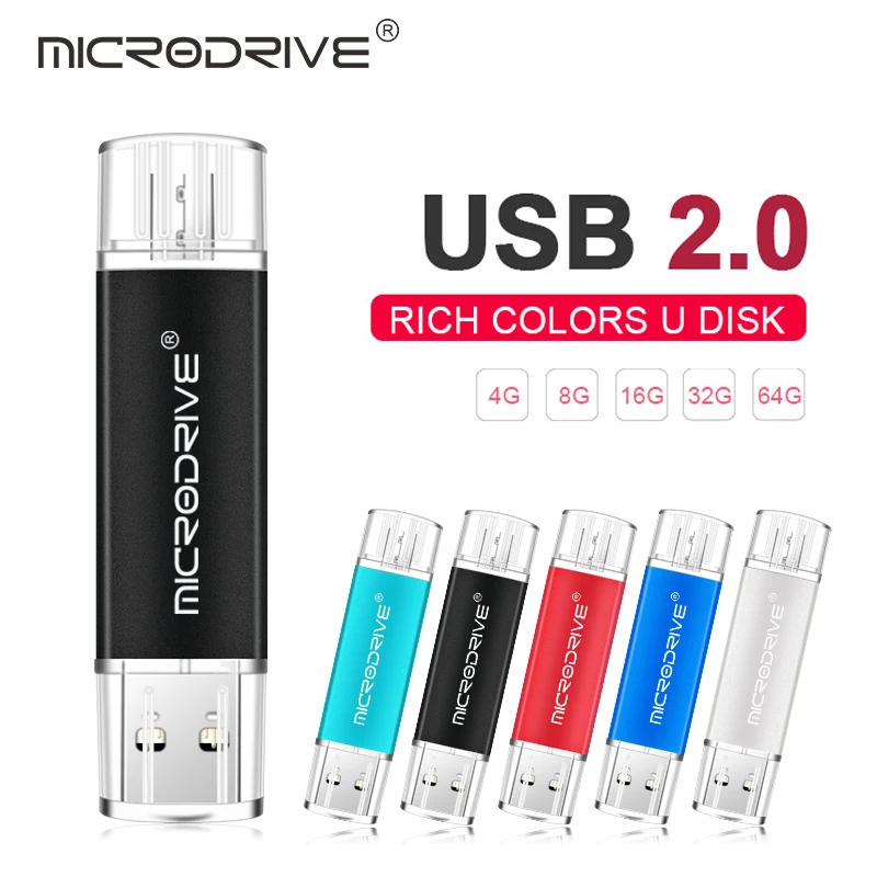 Красочные OTG Флеш накопитель 32 ГБ 16 8 4 металла otg usb stick флеш-накопитель usb2.0 флешки