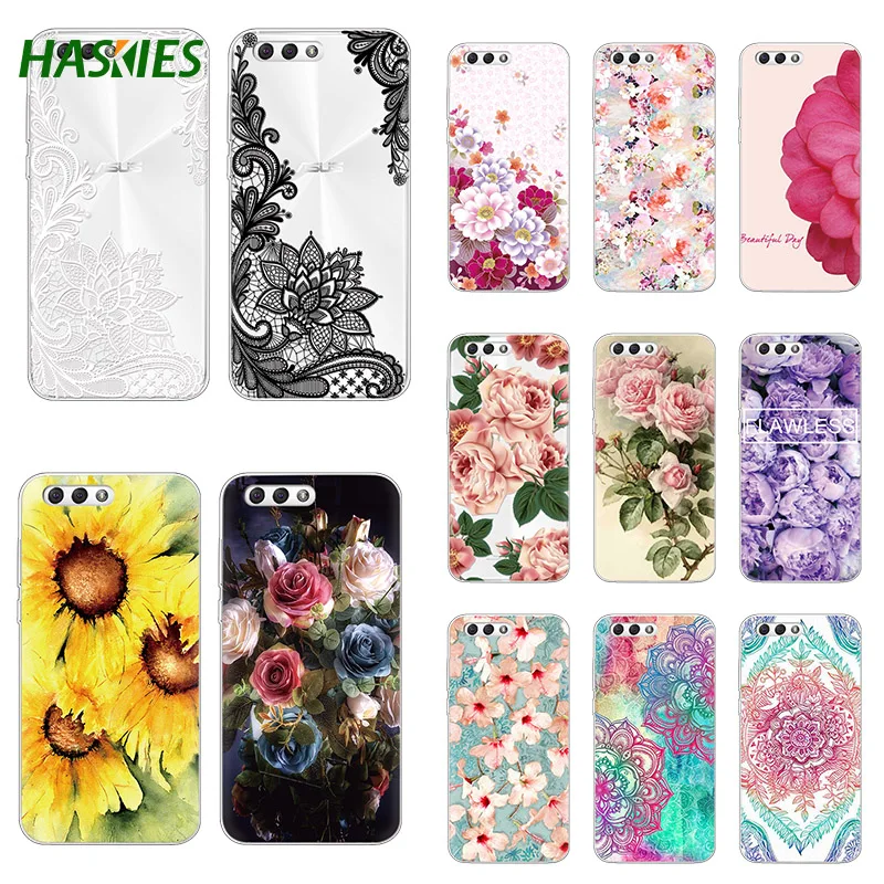 

Flower Case For Asus Zenfone 4 ZE554KL Case Silicone Ultra Thin Soft TPU Rubber Transparent Clear Back Print Cover Coque fundas