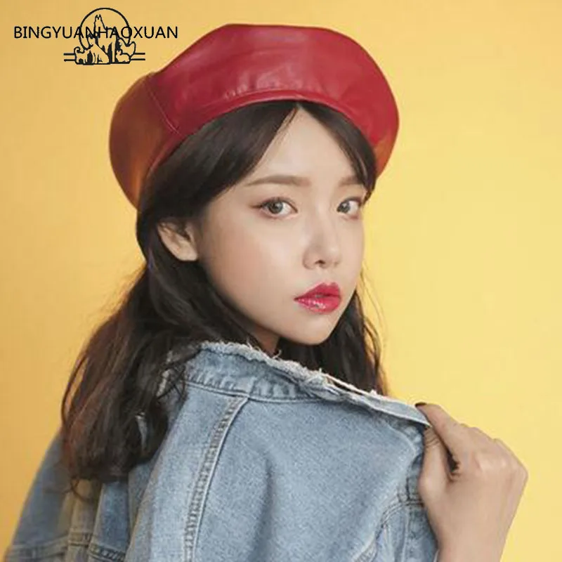 

New Pu Leather Beret Hats For Women Winter Flat Cap Female Boina Feminina Fashion Autumn Winter Beret Cap Bone Gorras Painter