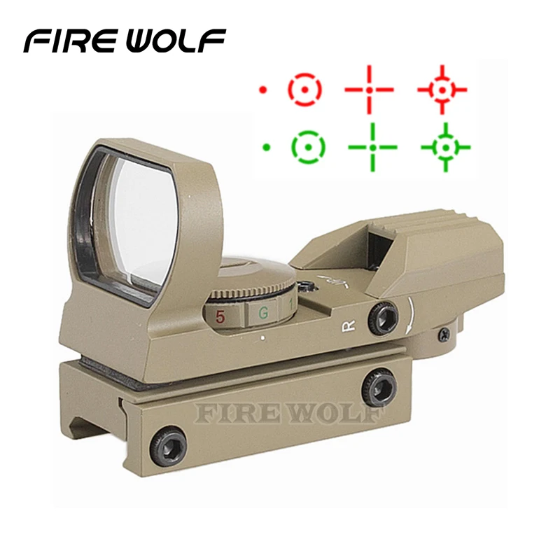 

Hunting Tactical Holographic 4 Reticle Red Green Dot Sight For Airsoft Pistol Optical Rifle Scope Hunting With 20mm Rail