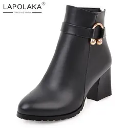 Lapolaka/Большие размеры 31-43, хит продаж, оптовая продажа, ботильоны на не сужающемся книзу массивном каблуке Женская обувь черного и розового