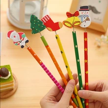 6 шт./лот, новые рождественские деревянные карандаши, новинка, Мультяшные канцелярские деревянные карандаши, офисные школьные карандаши, рождественские подарки