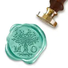Персонализированные монограмма 2-Начальные Пользовательские Воск печать штамп " die-#1958 дерево любви duogram