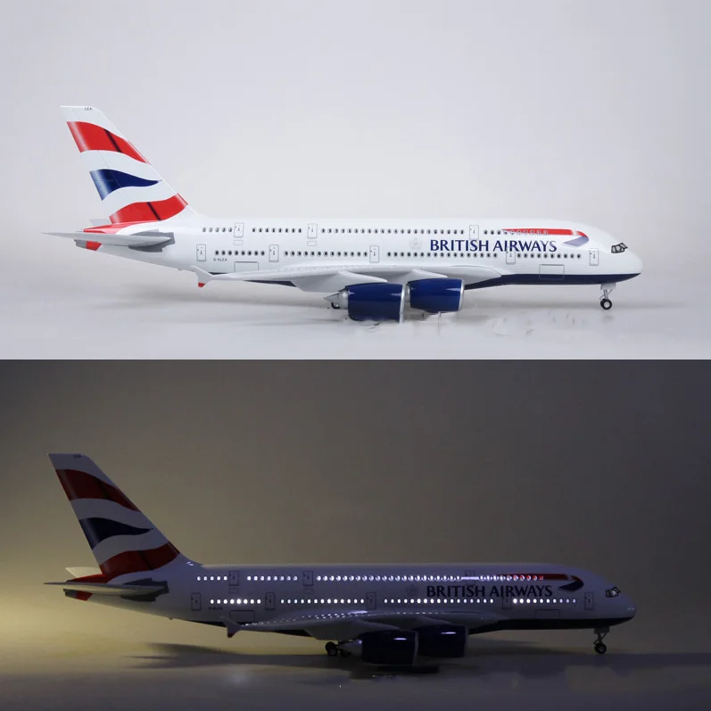 1/160 масштаб самолет Airbus A380 британская авиакомпания Модель W свет и колесо литье