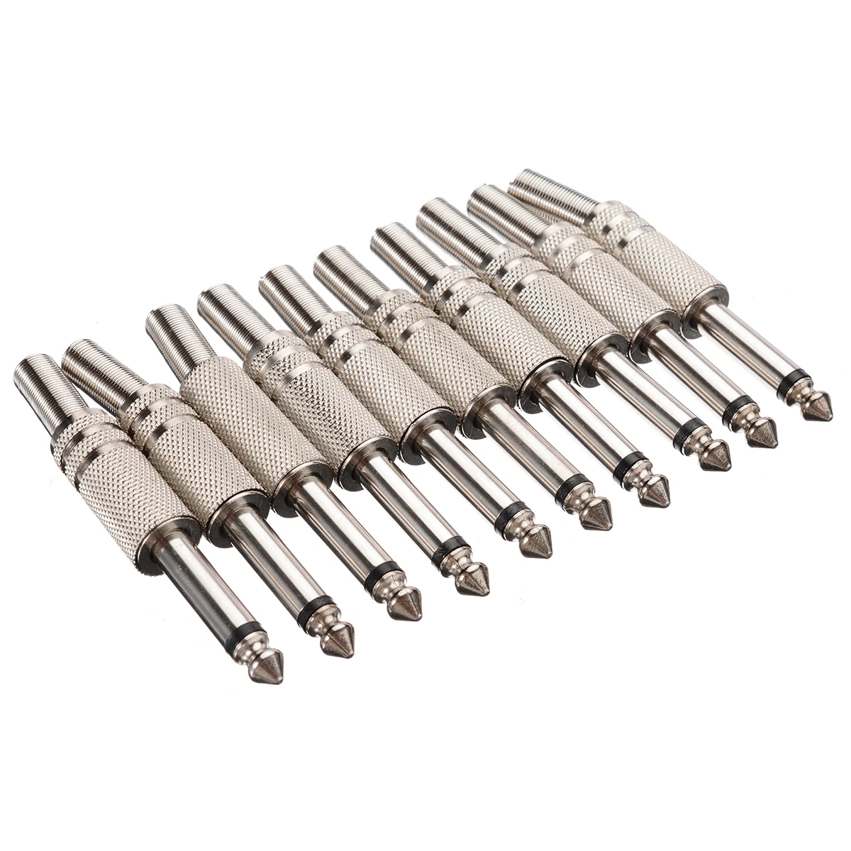 10pcs/lot 6.35mm Jack Mono Male Audio Plug Cable Wire Adapter Connector 1/4Inch Mono Terminal Plug Adapter
